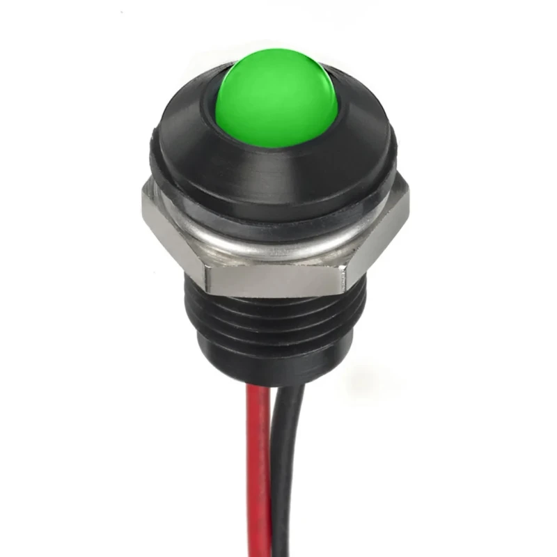 RS PRO Green Panel Mount Indicator 24V DC 20mA Lead Wire Termination IP67 Prominent 132-9139