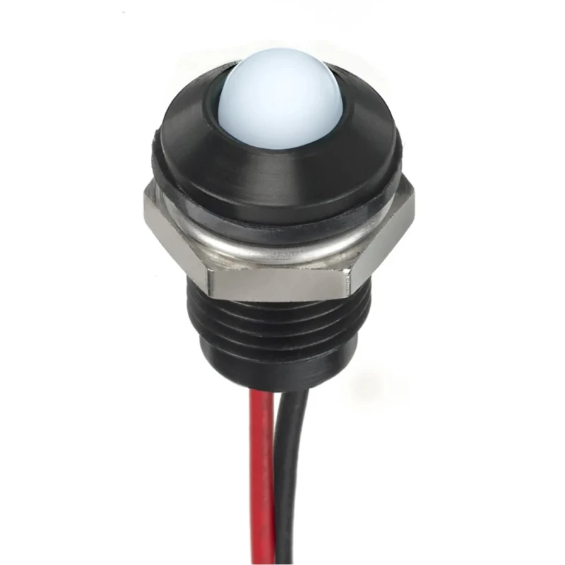 RS PRO White Panel Mount Indicator 24V DC 20mA Lead Wire Termination IP67 Prominent Bezel 132-9142
