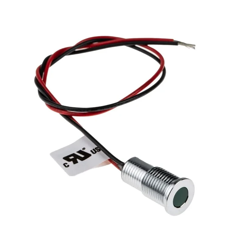 RS PRO Green Panel Mount Indicator 24V dc 20mA Lead Wire Termination IP67 Flush Bezel 132-9124