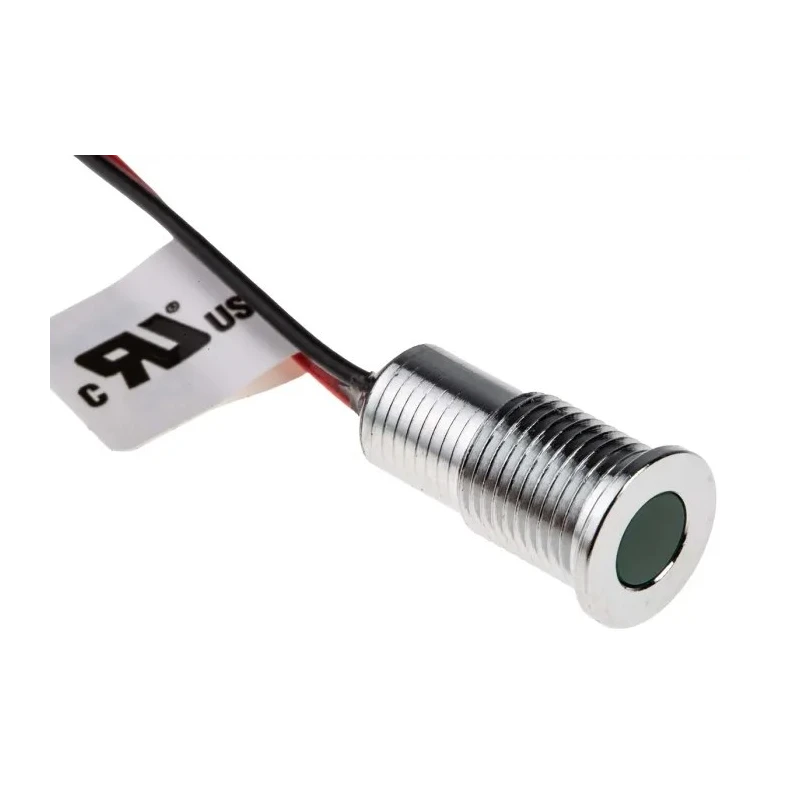 RS PRO Green Panel Mount Indicator 24V dc 20mA Lead Wire Termination IP67 Flush Bezel 132-9124