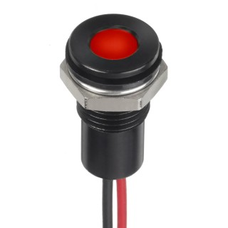 RS PRO Red Panel Mount Indicator 1.8V dc, 3.3V dc, 20mA, Lead Wire Termination, IP67 Flush Bezel 132-9143