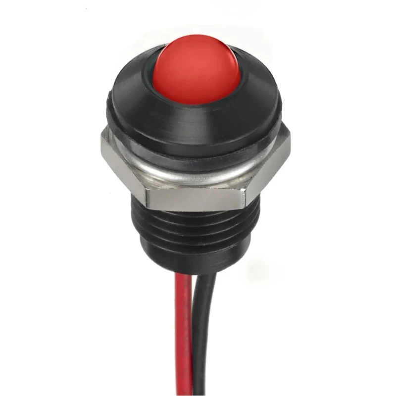 RS PRO Red Panel Mount Indicator 24V DC 20mA Lead Wire Termination IP67 Prominent Bezel 132-9138