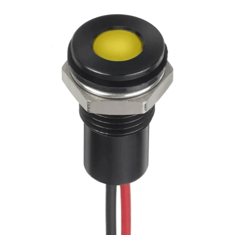 RS PRO Yellow Panel Mount Indicator, 1.8V dc, 3.3V dc, 20mA, Lead Wire Termination, IP67, Flush 132-9145
