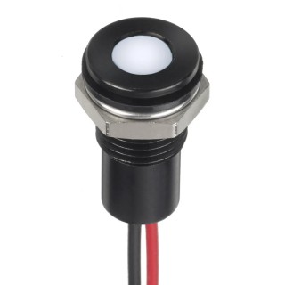 RS PRO White Panel Mount Indicator, 1.8 V DC, 3.3 V DC, 20 mA, Lead Wire Termination, IP67, Flush Bezel 132-9147