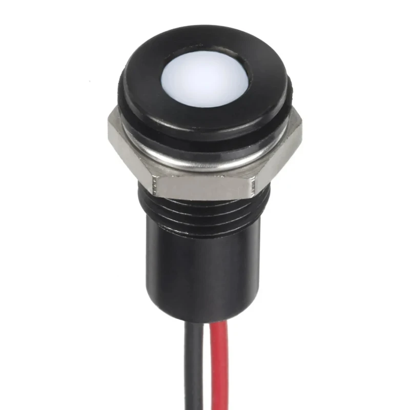RS PRO White Panel Mount Indicator, 1.8 V DC, 3.3 V DC, 20 mA, Lead Wire Termination, IP67, Flush Bezel 132-9147
