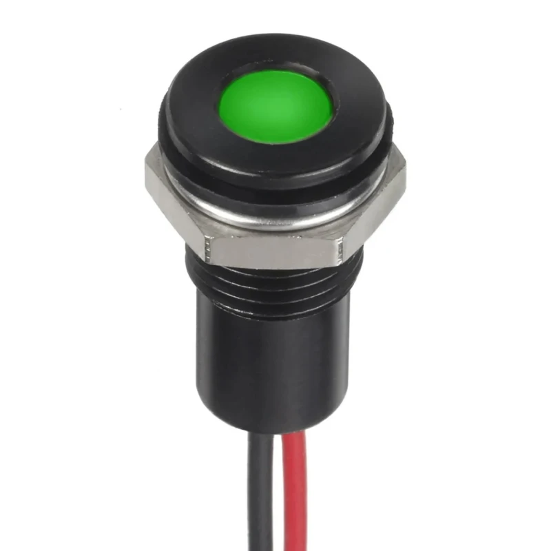 RS PRO Green Panel Mount Indicator 12V DC 20mA Lead Wire Termination IP67 Flush 132-9149