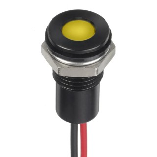 RS PRO Yellow Panel Mount Indicator 12V DC 20mA Lead Wire Termination IP67 Flush 132-9150