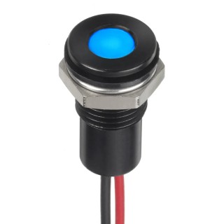 RS PRO Blue Panel Mount Indicator 12V DC 20mA Lead Wire Termination IP67 Flush 132-9151
