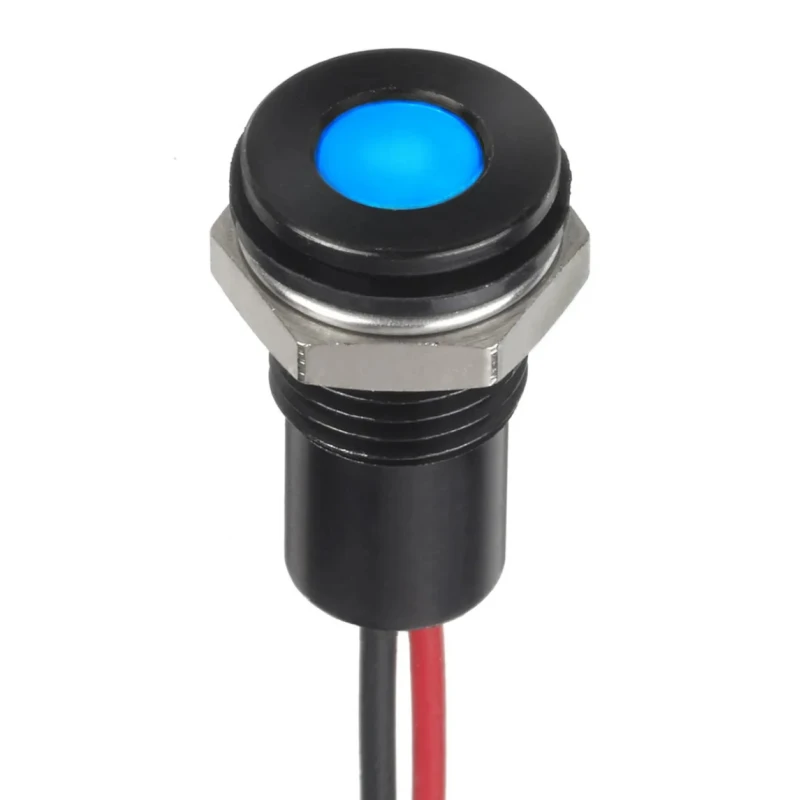 RS PRO Blue Panel Mount Indicator 12V DC 20mA Lead Wire Termination IP67 Flush 132-9151