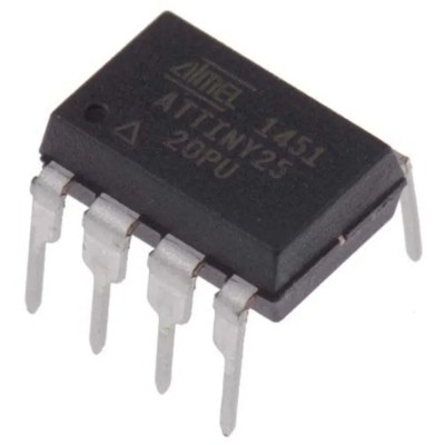 Microchip 8-bit AVR Microcontroller, 20 MHz, 2kB Flash Memory, 8-Pin PDIP ATTINY25-20PU