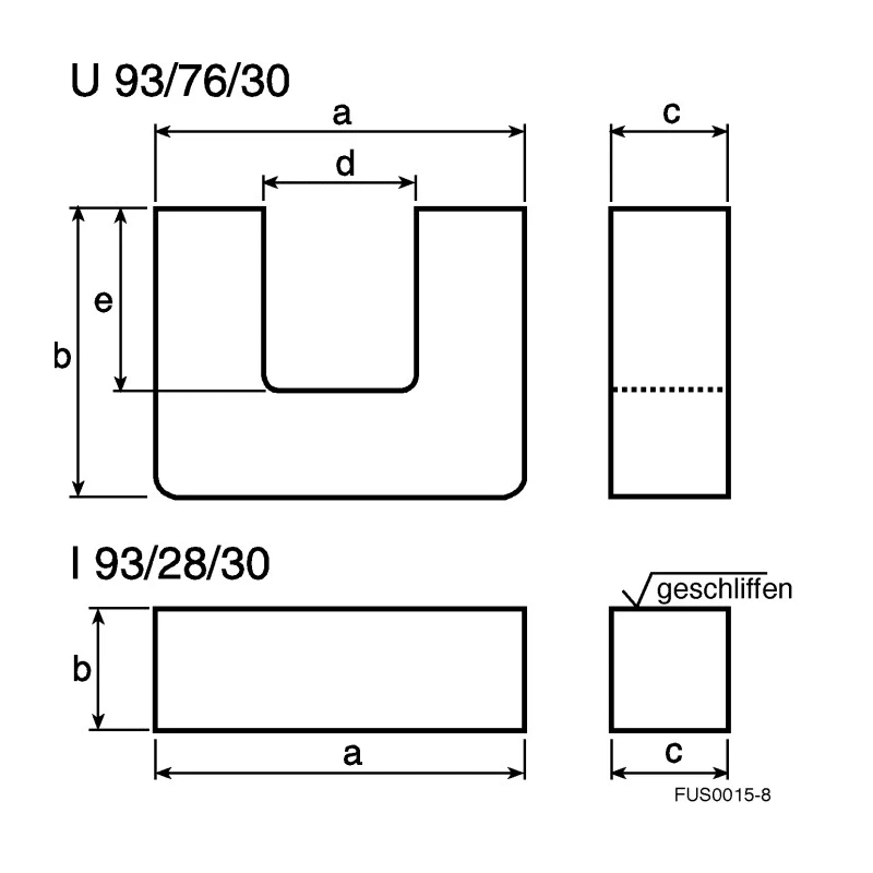 TDK Transformer Ferrite Core N87, Core Size I 93/104/30, AL Rating 7900 nH B67345B0002X087