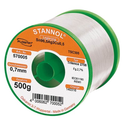 Stannol Lead Free Solder Wire 0.7 mm Diameter 217 °C Melting Point 500g Weight 570005