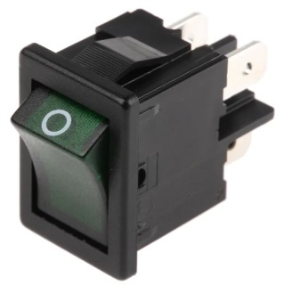 Marquardt Illuminated DPST Green Actuator Rocker Switch 4A 28V DC 250V AC Panel Mount Quick Connect Terminals 1855.1108