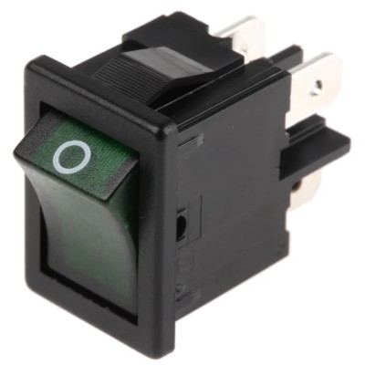 Marquardt Illuminated DPST Green Actuator Rocker Switch 4A 28V DC 250V AC Panel Mount Quick Connect Terminals 1855.1108
