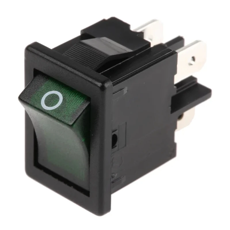 Marquardt Illuminated DPST Green Actuator Rocker Switch 4A 28V DC 250V AC Panel Mount Quick Connect Terminals 1855.1108