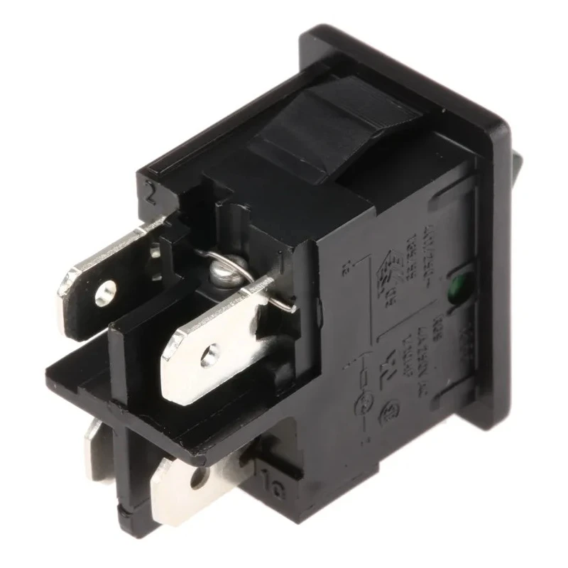Marquardt Illuminated DPST Green Actuator Rocker Switch 4A 28V DC 250V AC Panel Mount Quick Connect Terminals 1855.1108