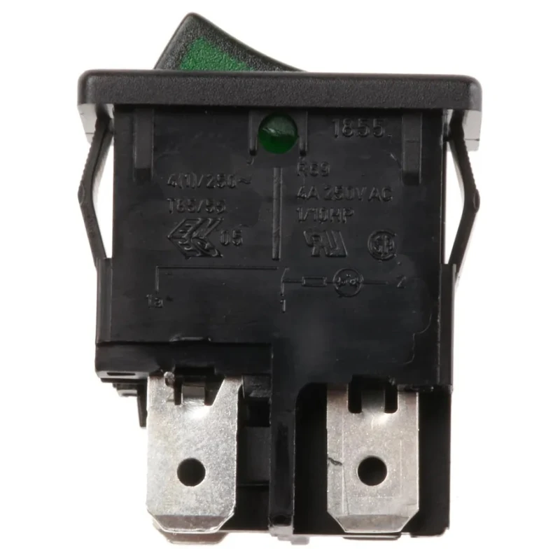 Marquardt Illuminated DPST Green Actuator Rocker Switch 4A 28V DC 250V AC Panel Mount Quick Connect Terminals 1855.1108
