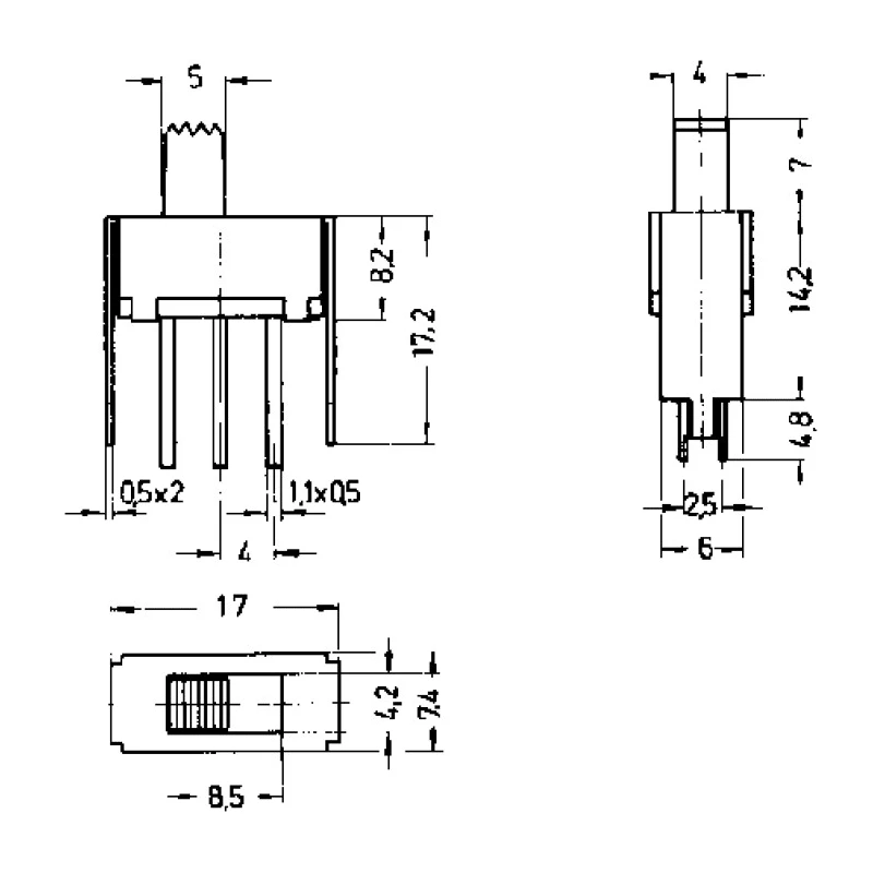 KNITTER-SWITCH PCB Slide Switch DPDT Latching 350mA Silver over Nickel Plated Copper Alloy MFP 201 N