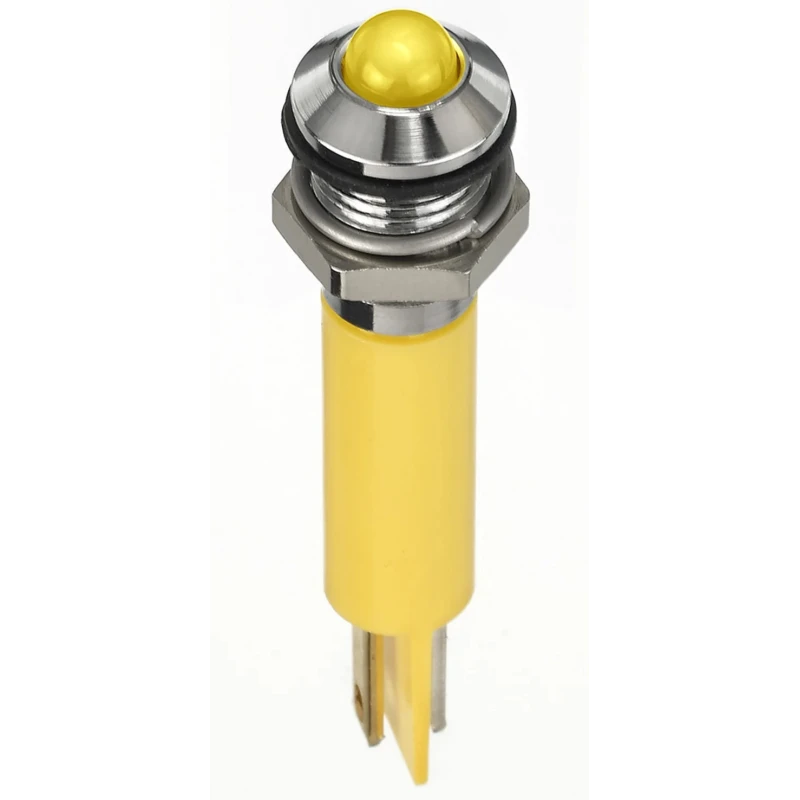 RS PRO Yellow Panel Mount Indicator 2V DC, 20mA, Solder Lug Termination, IP67, Prominent Bezel 134-5533