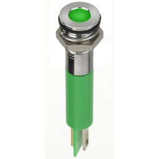 RS PRO Green Panel Mount Indicator, 2V DC, 20mA, Solder Lug Termination, IP67, Flush Bezel RS-134-5535