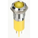 RS PRO Yellow 12V DC Panel Mount Indicator, 20mA, Solder Lug Termination, IP67 Silver Bezel Prominent 134-5545