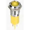 RS PRO Yellow 12V DC Panel Mount Indicator, 20mA, Solder Lug Termination, IP67 Silver Bezel Prominent 134-5545