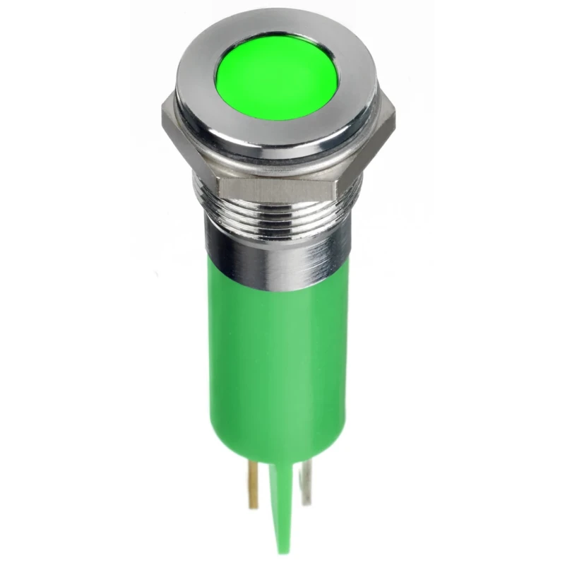 RS PRO Green Panel Mount Indicator 2V dc 20mA Solder Lug IP67 Flush Bezel 134-5541
