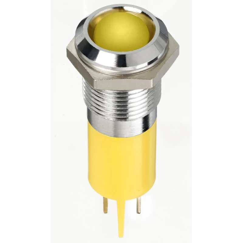 RS PRO Yellow Panel Mount Indicator, 2V DC, 20mA, Solder Lug Termination, IP67, Prominent Bezel 134-5539