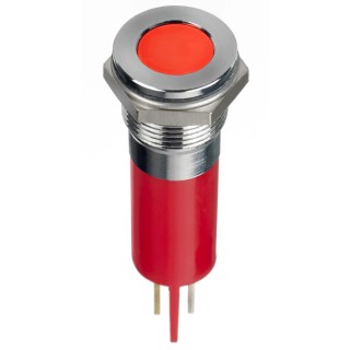 RS PRO Red Panel Mount Indicator, 12V dc, 20mA, Solder Lug Termination, IP67 Flush Bezel, Silver Bezel Colour 134-5549