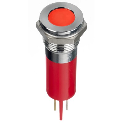 RS PRO Red Panel Mount Indicator, 12V dc, 20mA, Solder Lug Termination, IP67 Flush Bezel, Silver Bezel Colour 134-5549