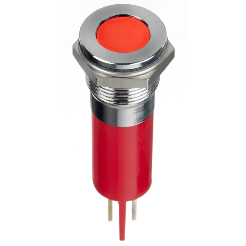 RS PRO Red Panel Mount Indicator, 12V dc, 20mA, Solder Lug Termination, IP67 Flush Bezel, Silver Bezel Colour 134-5549