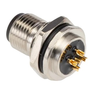TE Connectivity Circular Connector 5 Contacts Rear Mount M12 Socket Male IP67 60V 4A T4130012051-000