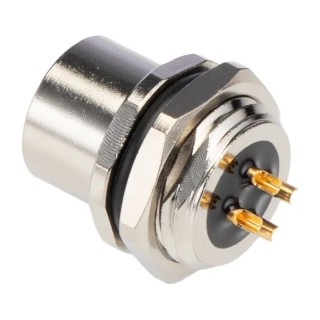 TE Connectivity Circular Connector 4 Contacts Front Mounted Socket Female M12 Connector Threaded Coding A T4133012041-000