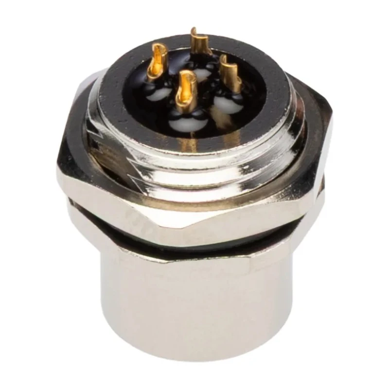 TE Connectivity Circular Connector 4 Contacts Front Mounted Socket Female M12 Connector Threaded Coding A T4133012041-000