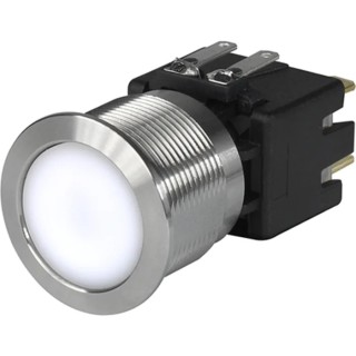 Schurter MSM LA CS 22 Series Illuminated Push Button Switch, Latching, Panel Mount, 22.1 mm Cutout, DPDT, White 3-101-041