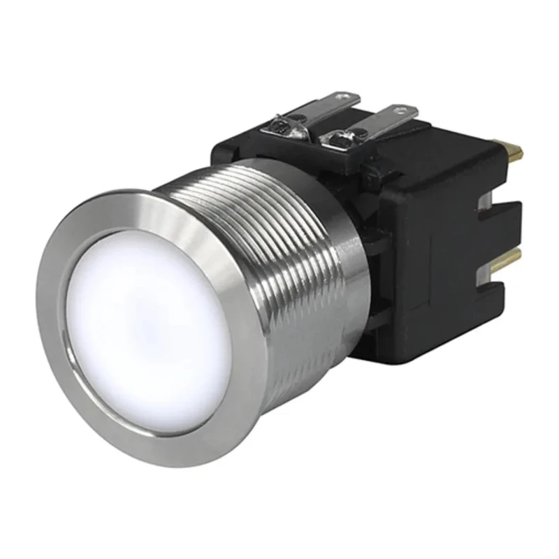 Schurter MSM LA CS 22 Series Illuminated Push Button Switch, Latching, Panel Mount, 22.1 mm Cutout, DPDT, White 3-101-041