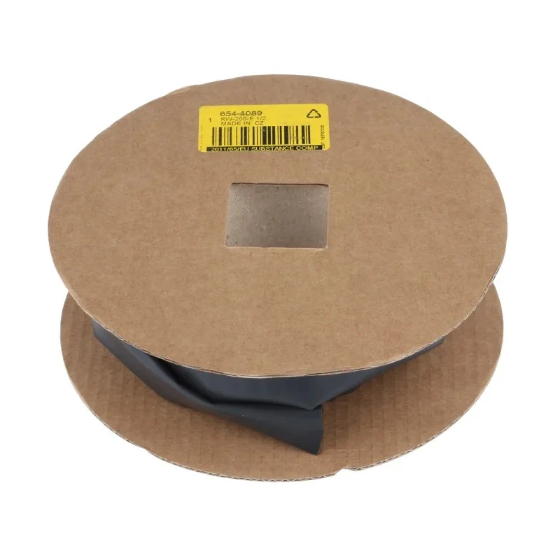 TE Connectivity Heat Shrink Tubing Black 12.7 mm Sleeve Diameter x 6m Length 2:1 Shrink Ratio Viton Cross RW-200-E-1/2-0