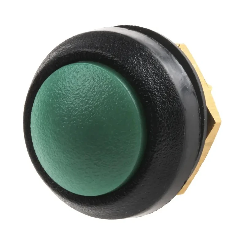 ITW Switches 48 Series Miniature Push Button Switch Panel Mount 14 mm Cutout Green SPST IP67 48-2-RB-N-GR-B