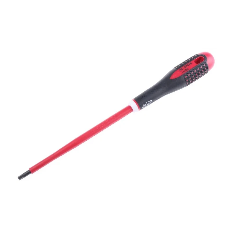 Bahco Standard Screwdriver, 4 mm Tip, 150 mm Alloy Steel Blade, Bi-Material Ergonomic Handle, VDE 1000V Insulated BE-8704S