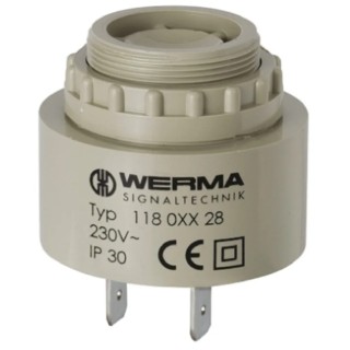 Werma 90 dB Panel Mount Multi-Tone Internal Piezo Buzzer Component, 43 mm Diameter 38 mm Height, 6 V Min 230V AC 118.068.28