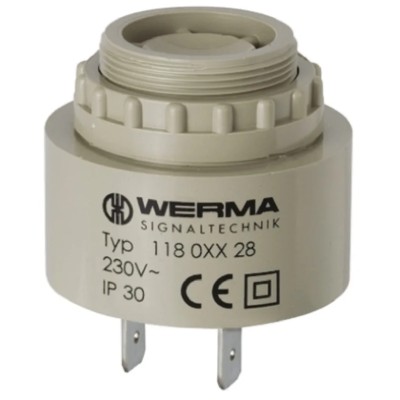 Werma 90 dB Panel Mount Multi-Tone Internal Piezo Buzzer Component, 43 mm Diameter 38 mm Height, 6 V Min 230V AC 118.068.28