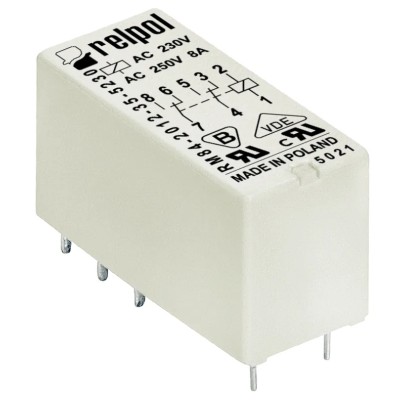 Relpol PCB Power Relay 9V DC Coil 8A Switching Current DPDT RM84-2012-35-1009