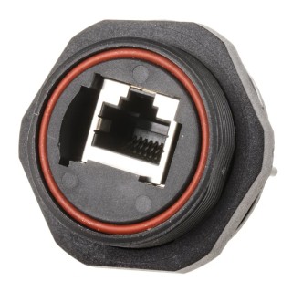 Bulgin Buccaneer Series Shielded Right Angle RJ45 Ethernet Connector Female, Through Hole, Cat5e, 1 Port 8 Way PX0839/90