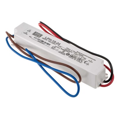 MEAN WELL Enclosed IP67 Rated LED Driver 24V, 18 W, 0.75A Constant Voltage 