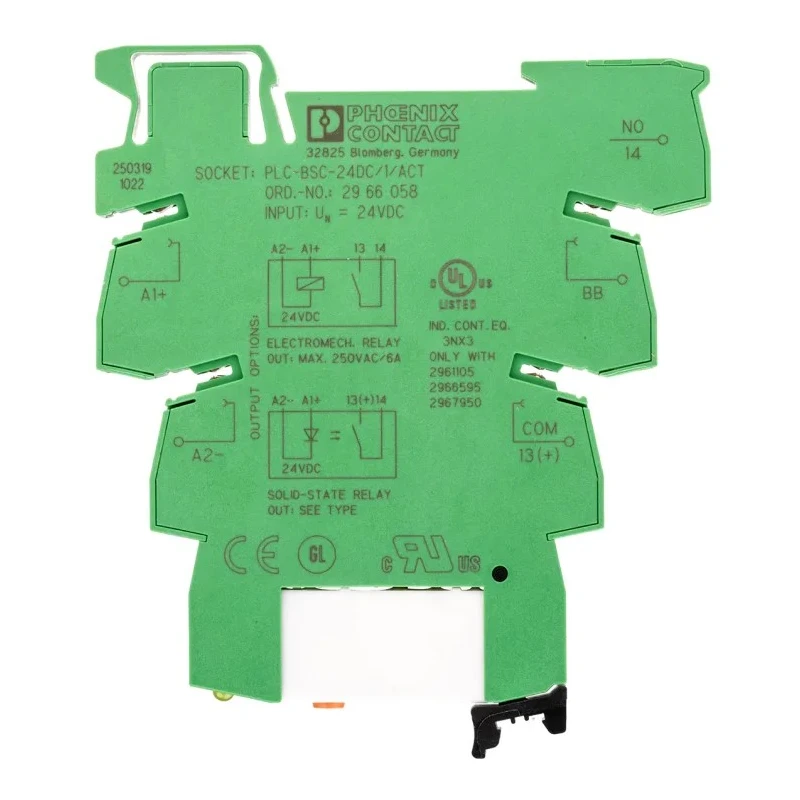 Phoenix Contact PLC-RSC- 24DC/ 1/MS/ACT Series Electromechanical Interface Relay DIN Rail Mount 24V DC Coil SPST 6A 2909661