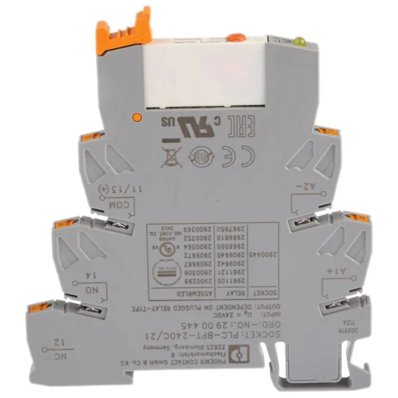 Phoenix Contact Electromechanical Interface Relay DIN Rail Mount 24V DC Coil SPDT 15.3mA 2909667