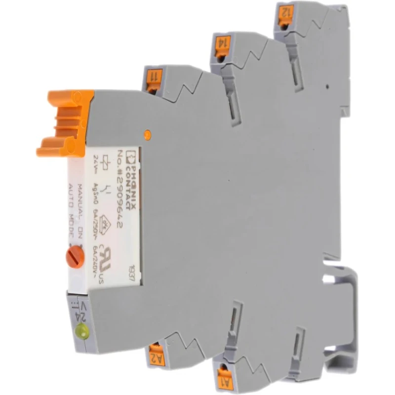 Phoenix Contact Electromechanical Interface Relay DIN Rail Mount 24V DC Coil SPDT 15.3mA 2909667