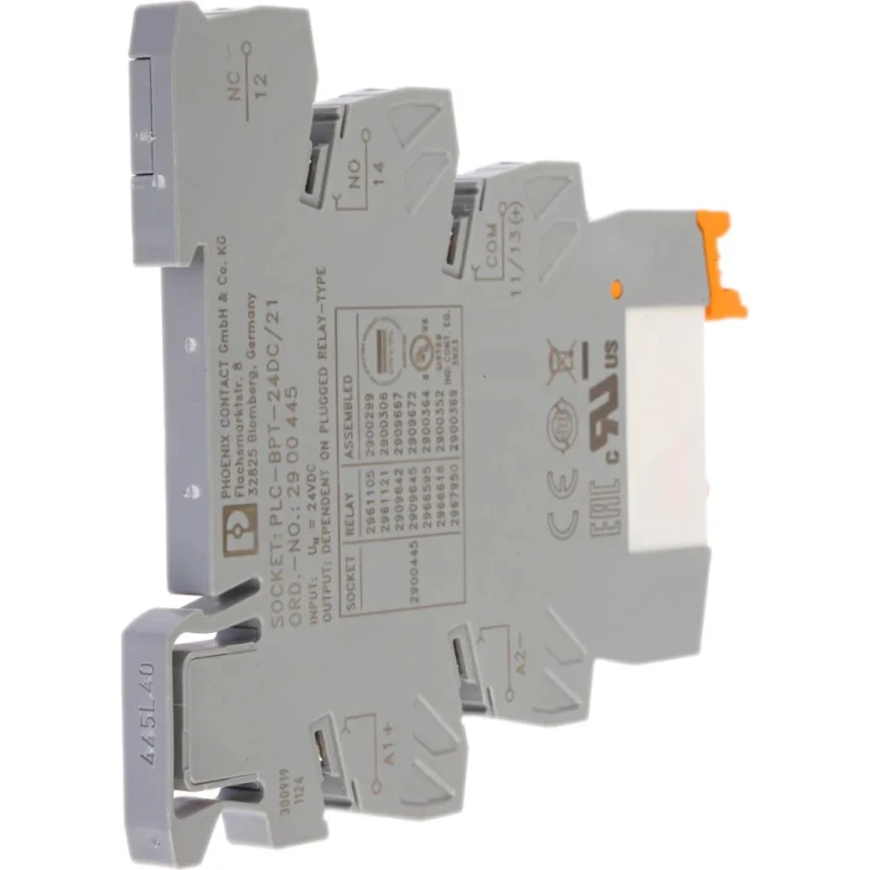 Phoenix Contact Electromechanical Interface Relay DIN Rail Mount 24V DC Coil SPDT 15.3mA 2909667