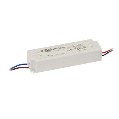 MEAN WELL Rated 1 Output LED Driver, 15V Output Voltage, 36W Power, 2.4A Current, Constant Voltage, Enclosed AC-DC IP67