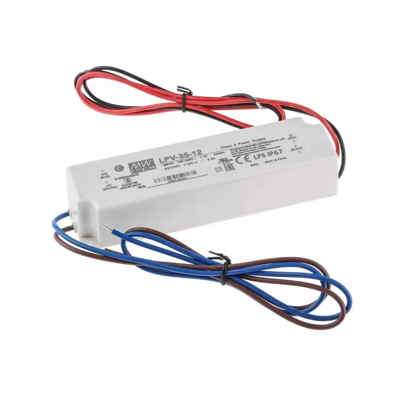 MEAN WELL IP67 1 Output LED Driver 12V 36W 3A Constant Voltage 